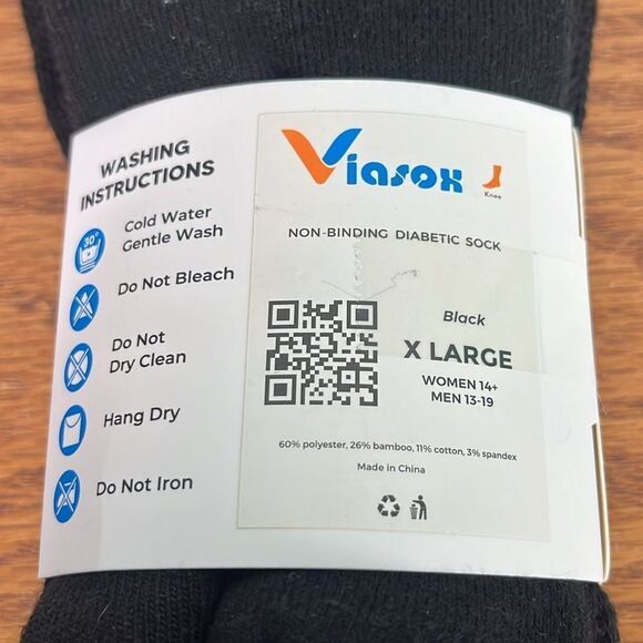 Viasox Two Pair Compression Knee High Diabetic Socks Black Brand New X-Large - Picture 3 of 6